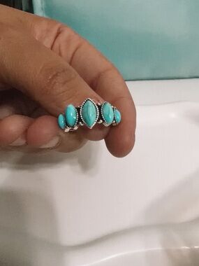 Turquoise Stone Silver Ring - Women Jewelry
